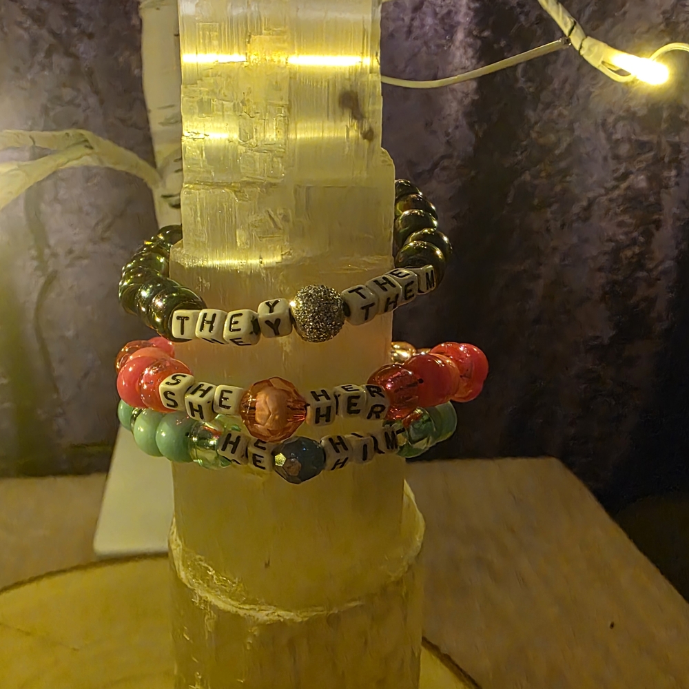Colorful Beaded Pronoun Bracelets